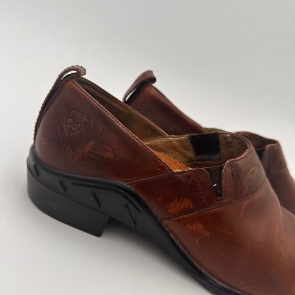 Ariat Brown Leather Western Paddock Clogs Size 8.5 - Picture 2 of 10